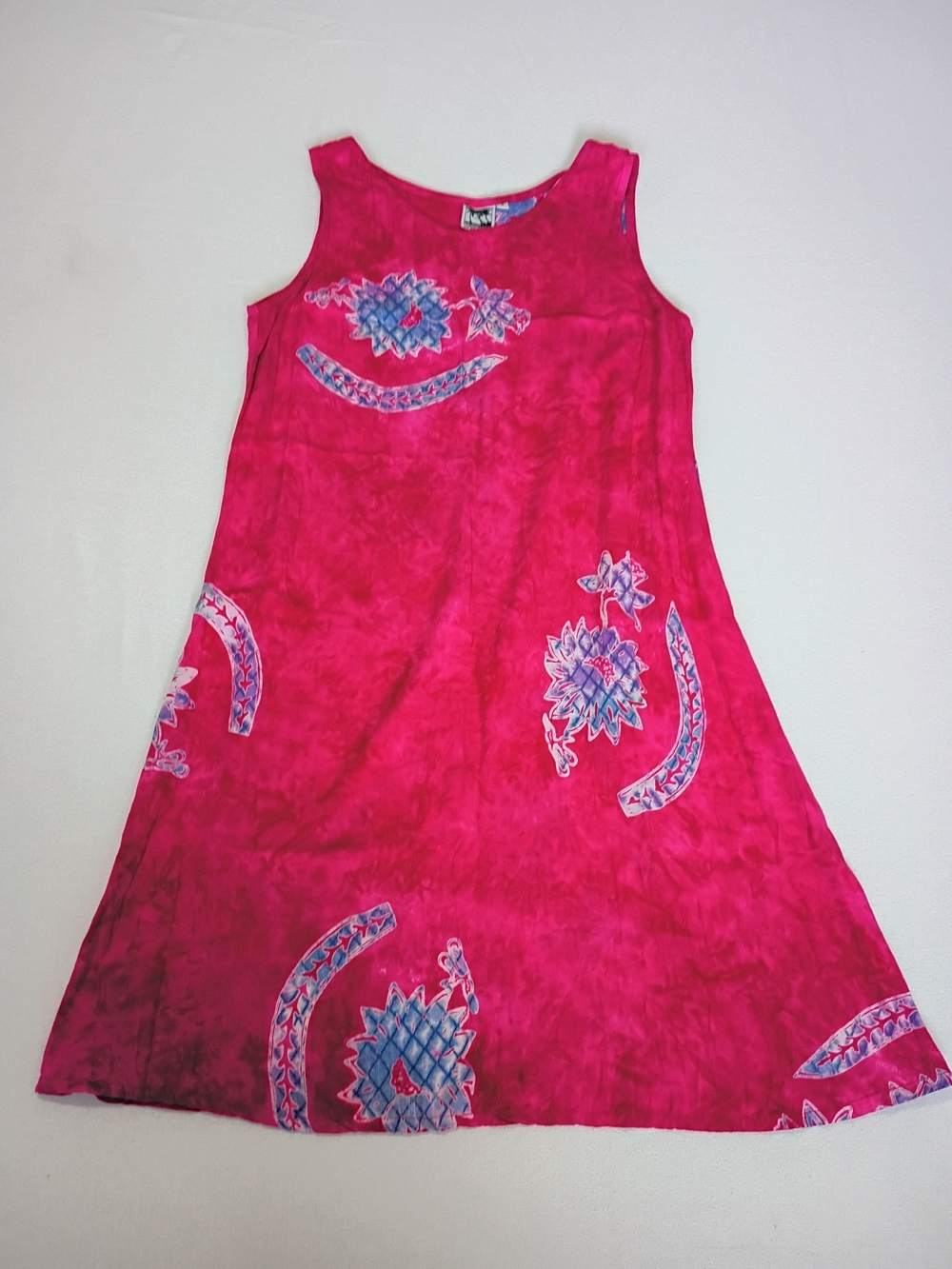 The Beach Collection Pink And Blue 100% Rayon Lightweight Dress Size Sm